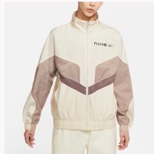 UNISEX NIKE Colorblock Track Jacket Beige Brown Full Zip Size XL
